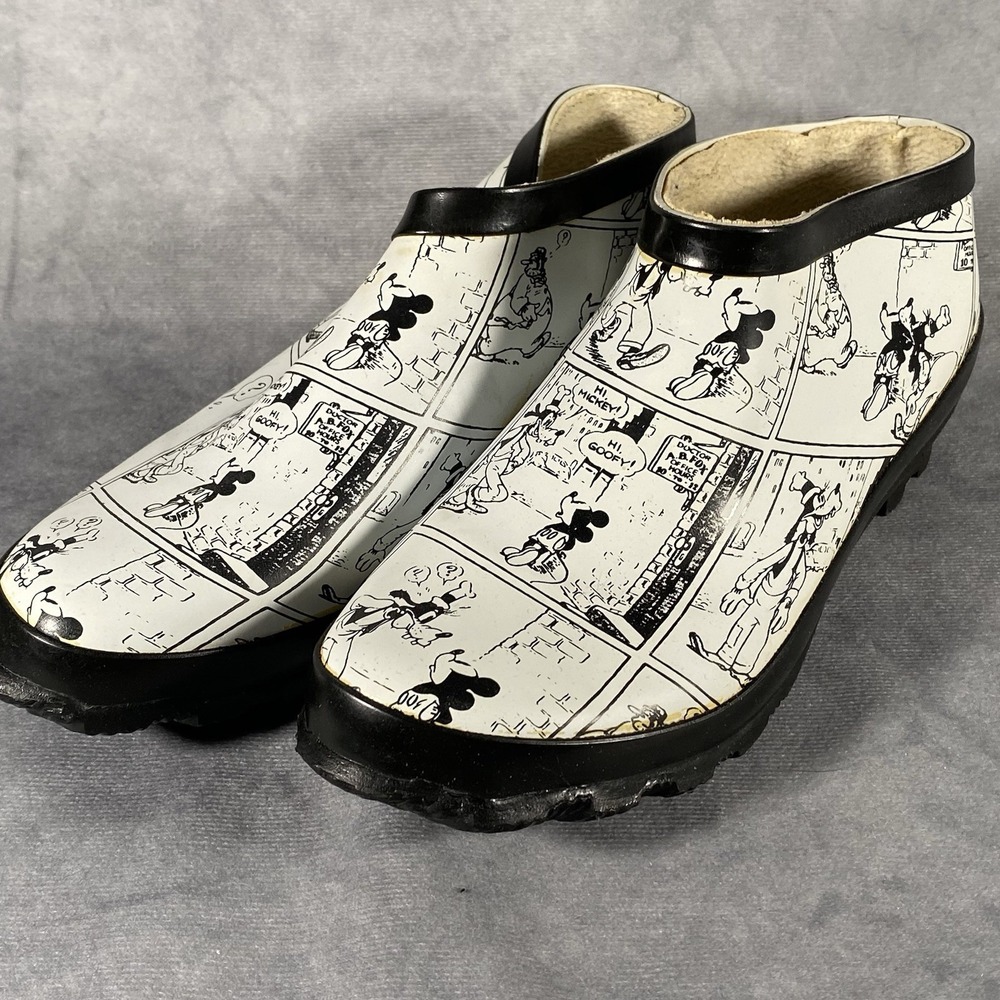 Disney Mickey Mouse Vintage Rain Shoes Boots Size 7 Slip-on Gardening Water